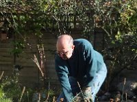 Using the grass hook was hard work.