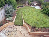 The pond and the rear patio.