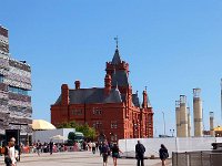 The Pierhead Building, Cardiff Bay. Roald Dahl Plass is on the right.